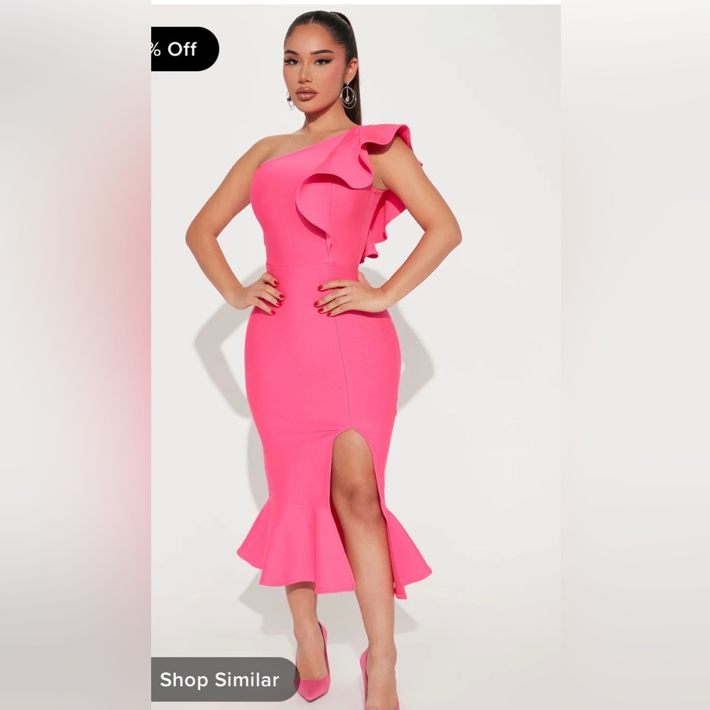 Hot pink midi dress